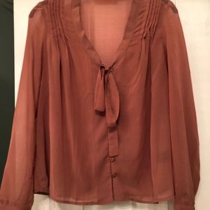 Mauve front tie blouse
